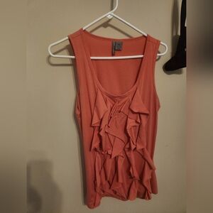 New Directions Peach Ruffle Tank Top
